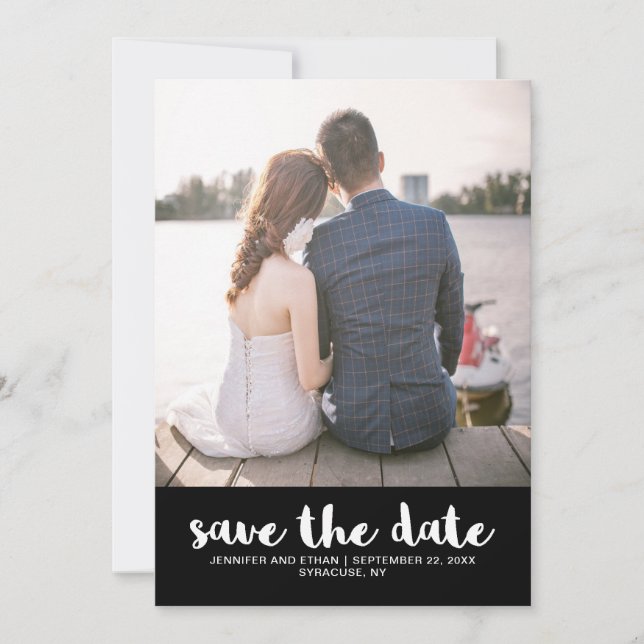 Spitzenaussehen Hochzeitssache Foto Datum speicher Save The Date (Vorderseite)