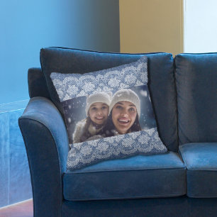 Spitzenblaue Jeans-Familienfoto Kissen