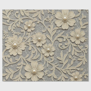 Spitzenblumen-Look mit Perlenzentren Geschenkpapier