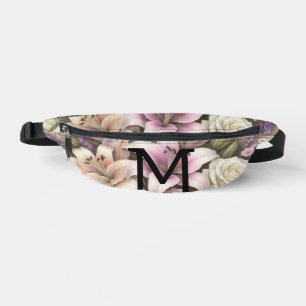 Spitzenblumen mit Monogramm lila Rosen Lavendel Li Bauchtasche