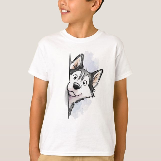 Spitzender Siberian Husky T-Shirt (Vorderseite)