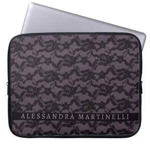 Spitzenflorallenschläfer - Personalisierter Lavend Laptopschutzhülle