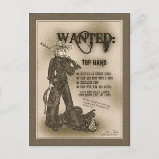 Spitzenhandcowgirl-Postkarte Postkarte