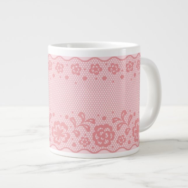 Spitzenmuster, Blume Vintag 3 Jumbo-Tasse (Vorderseite Rechts)