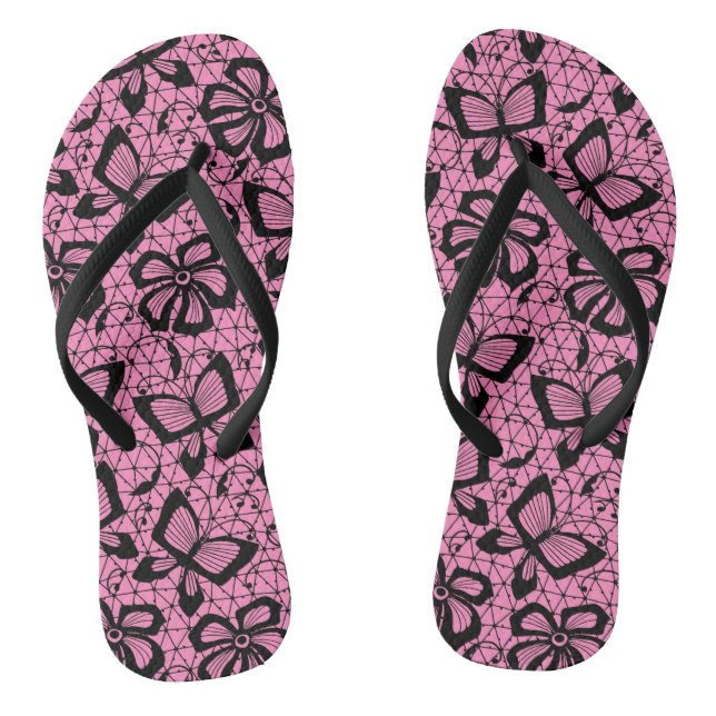 Spitzenmuster mit Schmetterlingen Flip Flops (Fußbett)