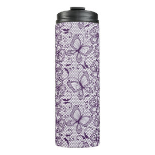 Spitzenmuster mit Schmetterlingen Thermosbecher