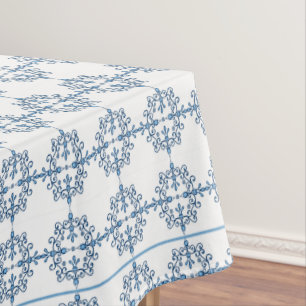 Spitzenmuster mit Vögeln in Blau und Weiß Tischdecke