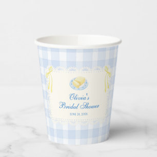 Spitzenrahmen Blau Gingham Brautparty Pappbecher