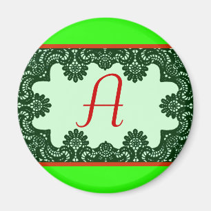 Spitzenschwarz-weiß-roter Rand des MUSEUM Zazzle G Magnet