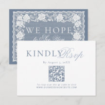 Spitzenstaub Blaues Altes Geld Hochzeit QR-Code RS