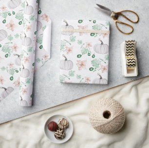 Spitzenweiße Kürbisse Wasserfarben-Kunstmuster Geschenkpapier