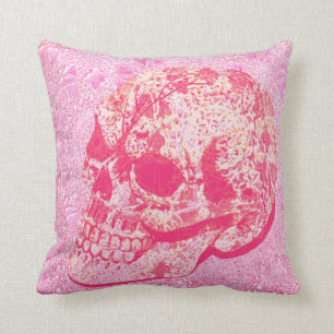 Spitzezuckerschädel - rosa Wurfkissen Kissen
