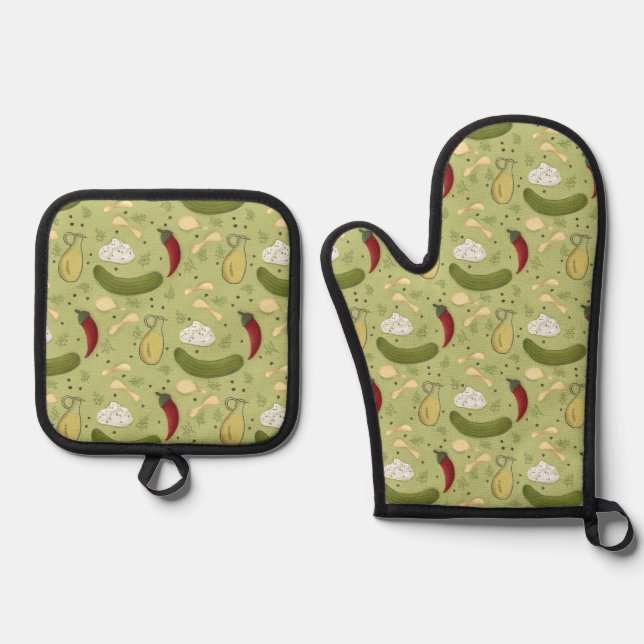 Spitzfleckente Kartoffelchips Ofenhandschuh & Topflappen-Set (Vorderseite)