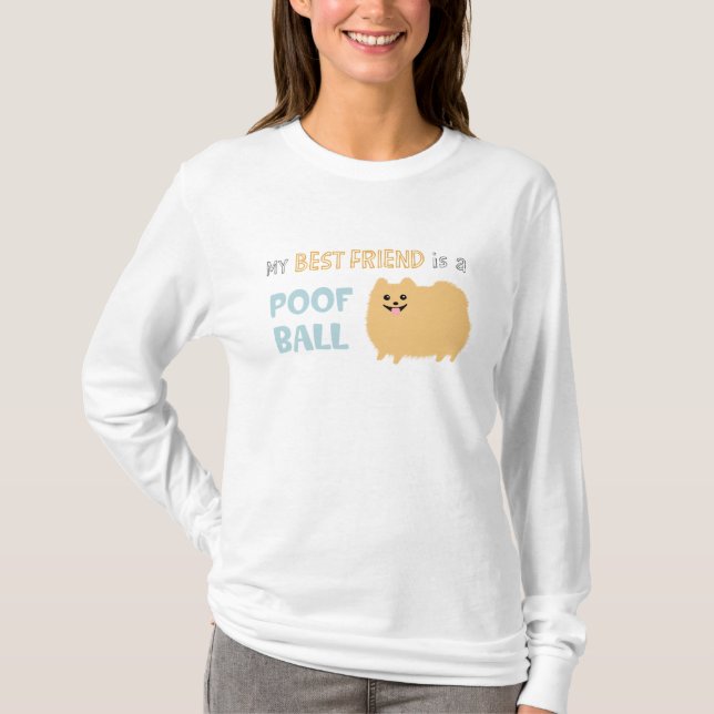 Spitzpoof-Ball-lustiger flaumiger Haustier-Hund T-Shirt (Vorderseite)