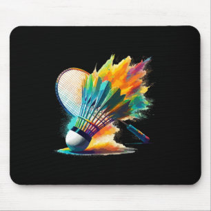 Splash Art Badminton Player Shuttle Racket Sports Mousepad
