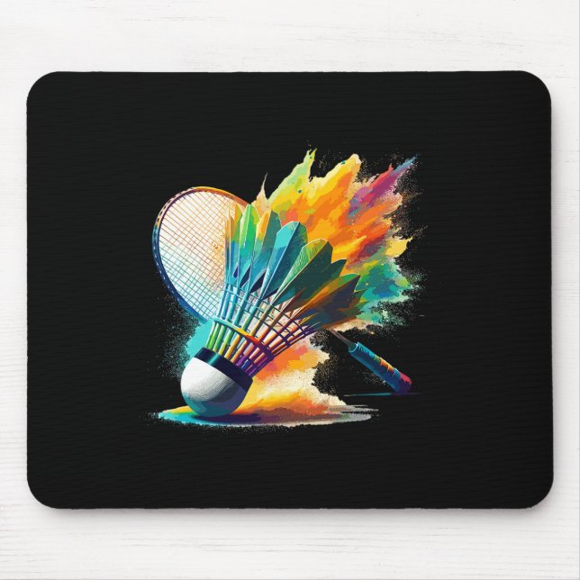 Splash Art Badminton Player Shuttle Racket Sports Mousepad (Vorne)