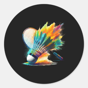 Splash Art Badminton Player Shuttle Racket Sports Runder Aufkleber