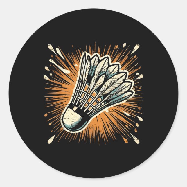 Splash Art Badminton Shuttle Runder Aufkleber (Vorderseite)