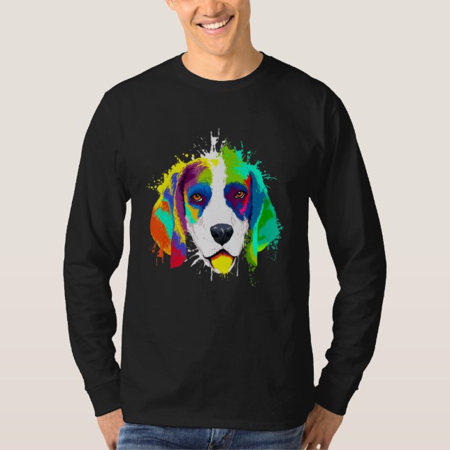Splash Art Colorful Beagle Dog T-Shirt (Vorderseite)