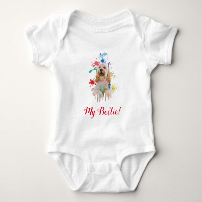 Splash Art Niedlich Cockapoo Dog Baby Bodysuit Strampler (Vorderseite)