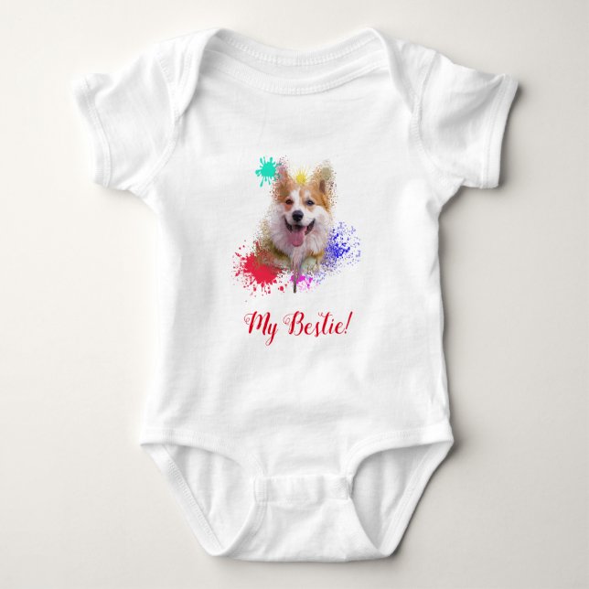Splash Art Niedlich Corgi Dog Baby Bodysuit Baby Strampler (Vorderseite)