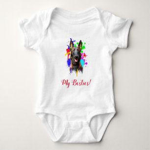 Splash Art Niedlich Malinois Dog Baby Bodysuit Strampler