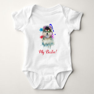 Splash Art Niedlich Pomsky Dog Baby Bodysuit Baby Strampler