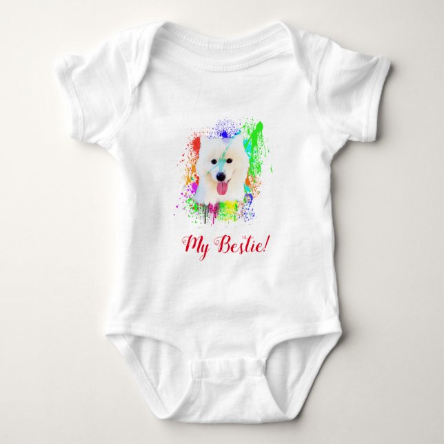 Splash Art Niedlich Samoyed Hunde Baby Bodysuit Baby Strampler (Vorderseite)