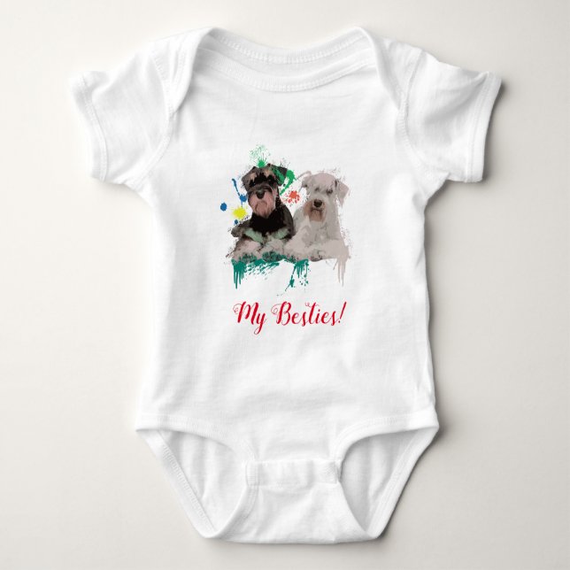 Splash Art Niedlich Schnauzer Dog Baby Bodysuit Strampler (Vorderseite)