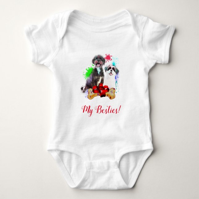 Splash Art Niedlich Shih Tzu Dog Baby Bodysuit Baby Strampler (Vorderseite)