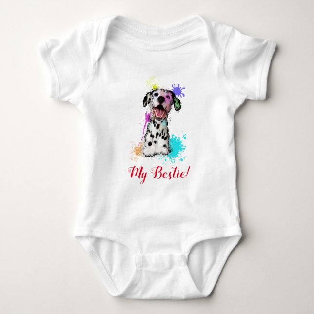 Splash Art Niedlicher Dalmatiner Dog Baby Bodysuit Strampler (Vorderseite)