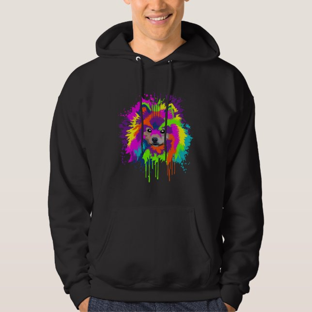 Splash Art Spitz Dog Idee Hoodie (Vorderseite)