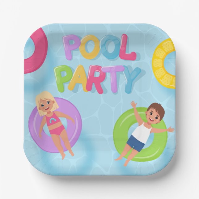 Splash Bash Kids Pool Party Birthday Pappteller (Vorderseite)