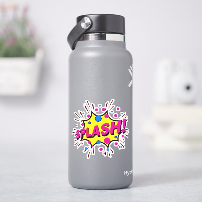 Splash Burst Pop Art Pink Gelb auf 4" Vinyl Aufkleber (HydroFlask)