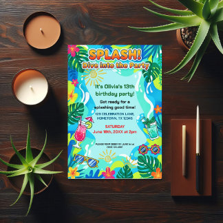 Splash Dive Summer Birthday Party Einladung