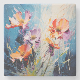 Splash floral art steinuntersetzer