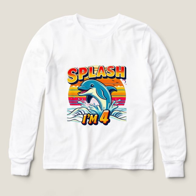 Splash I’m 4 – Cute Dolphin 4th Birthday Design (Design Vorderseite)