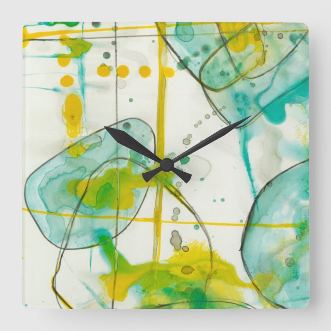 Splash I Quadratische Wanduhr (Vorderseite)