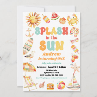 Splash in der Sonne Pool Geburtstagsparty Einladun Einladung