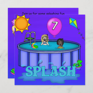 "Splash" Pool Party 7. Geburtstag Einladung