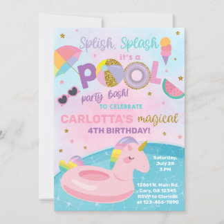 Splash Pool Party Geburtstag einladen. Einladung