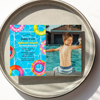 Splash Pool Party Sommer Schwimmen Geburtstag Foto Einladung