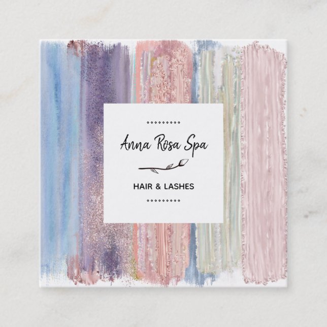 *~* Splash Streifen Gold Glitzer Rose Bud Quadratische Visitenkarte (Vorderseite)