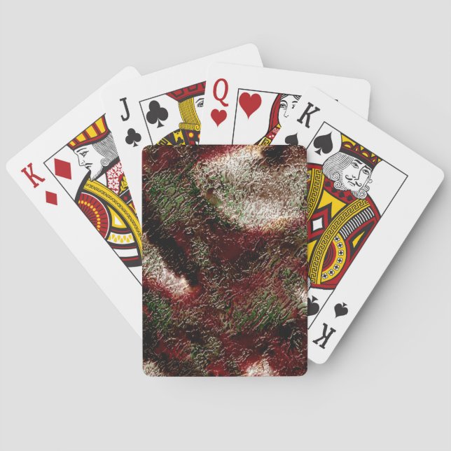 Splash Textur in braun bis mousgrün und weiß Spielkarten (Rückseite)