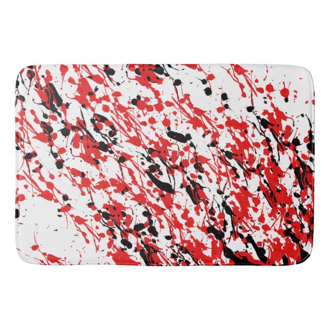 Splash und Tropfen Art Rot und Schwarz Badematte (Vorderseite)