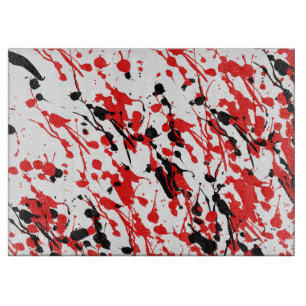 Splash und Tropfen Art Rot und Schwarz Glas Schneidebrett