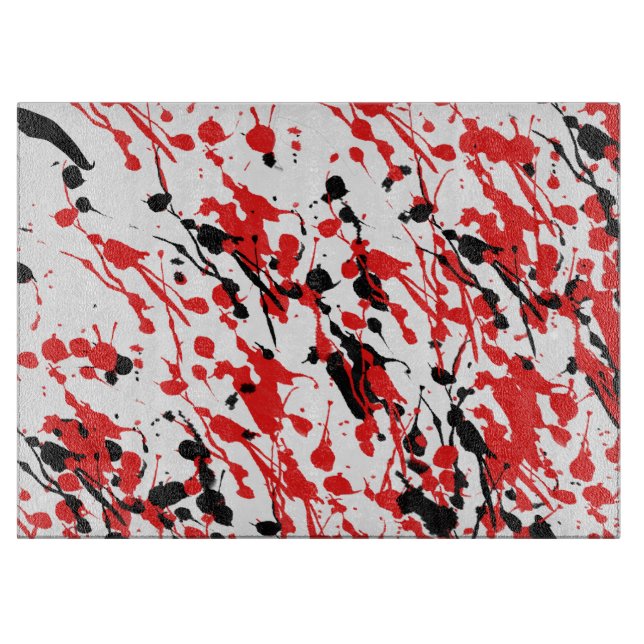 Splash und Tropfen Art Rot und Schwarz Glas Schneidebrett (Vorderseite)