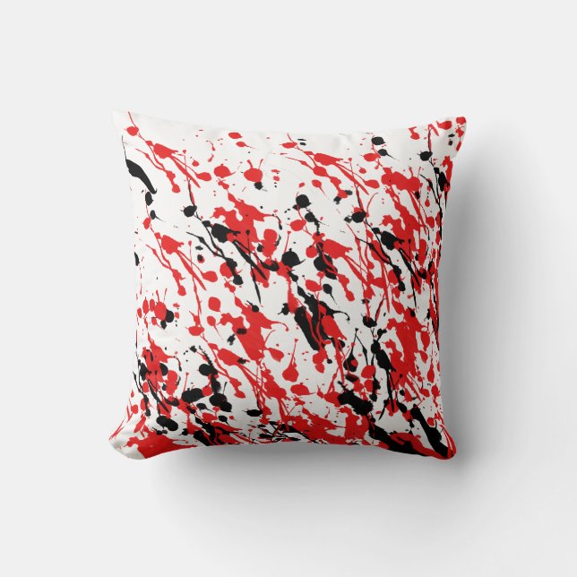 Splash und Tropfen Art Rot und Schwarz Kissen (Vorderseite)
