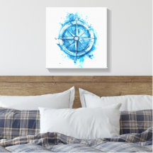 Splashed Compass - blaue künstlerische Aquarellfar
