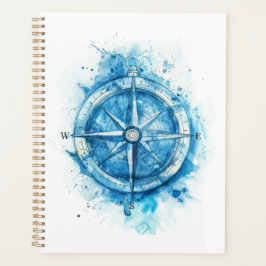 Splashed Compass - blaue künstlerische Aquarellfar Planer